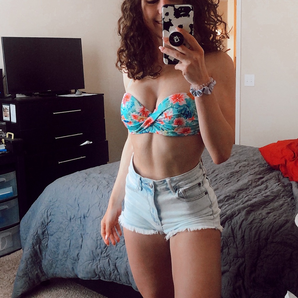 Denim high rise shorts